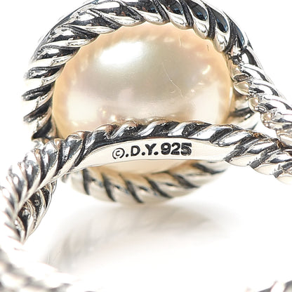 David Yurman Sterling Silver Diamond Pearl Cable Ring 53 6.25 4 of 4