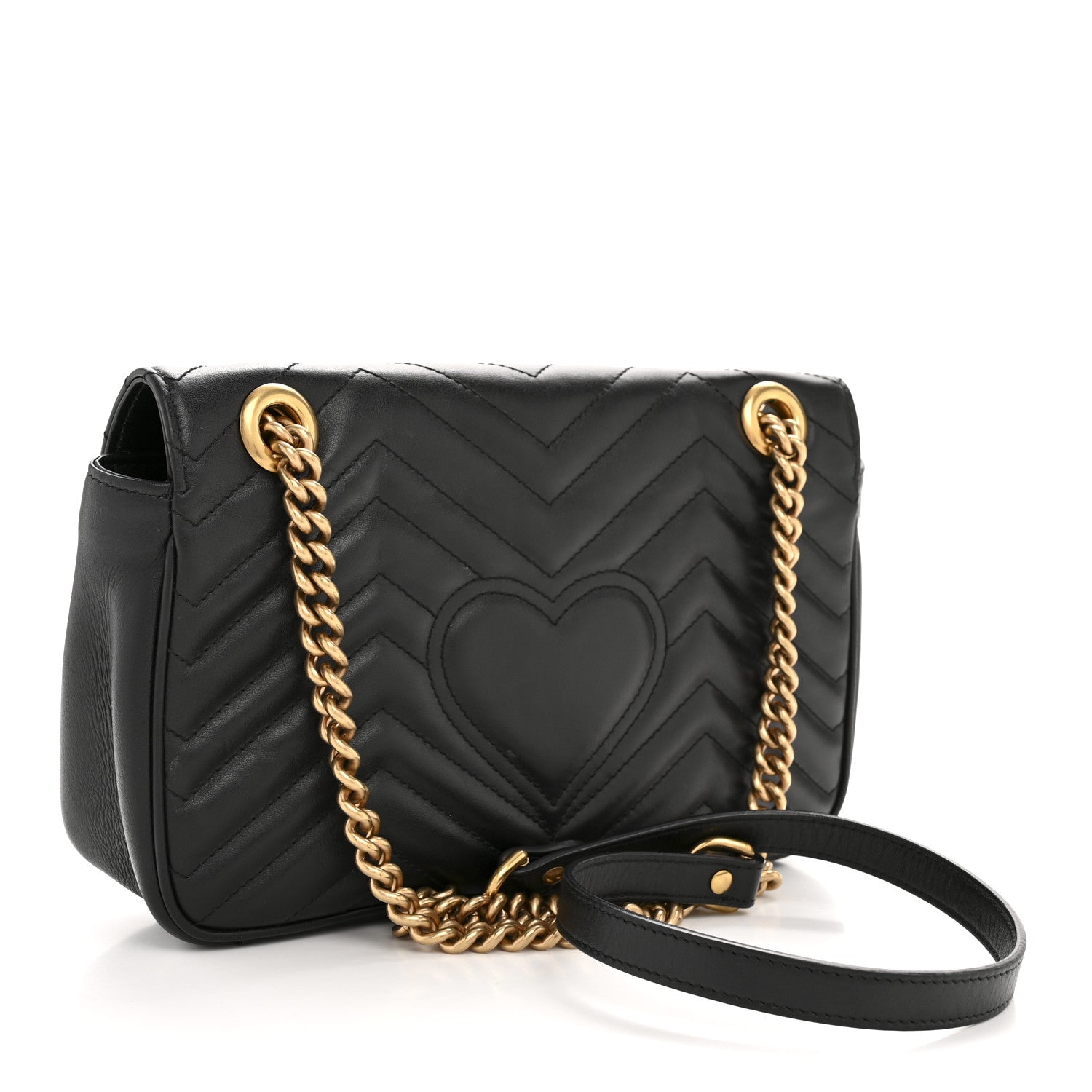 Gucci Calfskin Matelasse Small GG Marmont Shoulder Bag Black 3 of 12