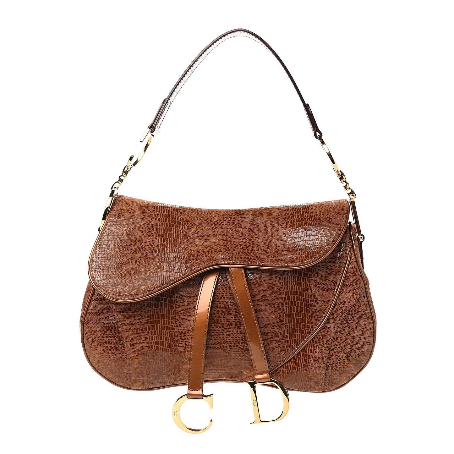 Lizard Double Saddle Bag Brown