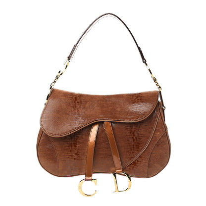 Christian Dior Lizard Double Saddle Bag Brown 1 of 9