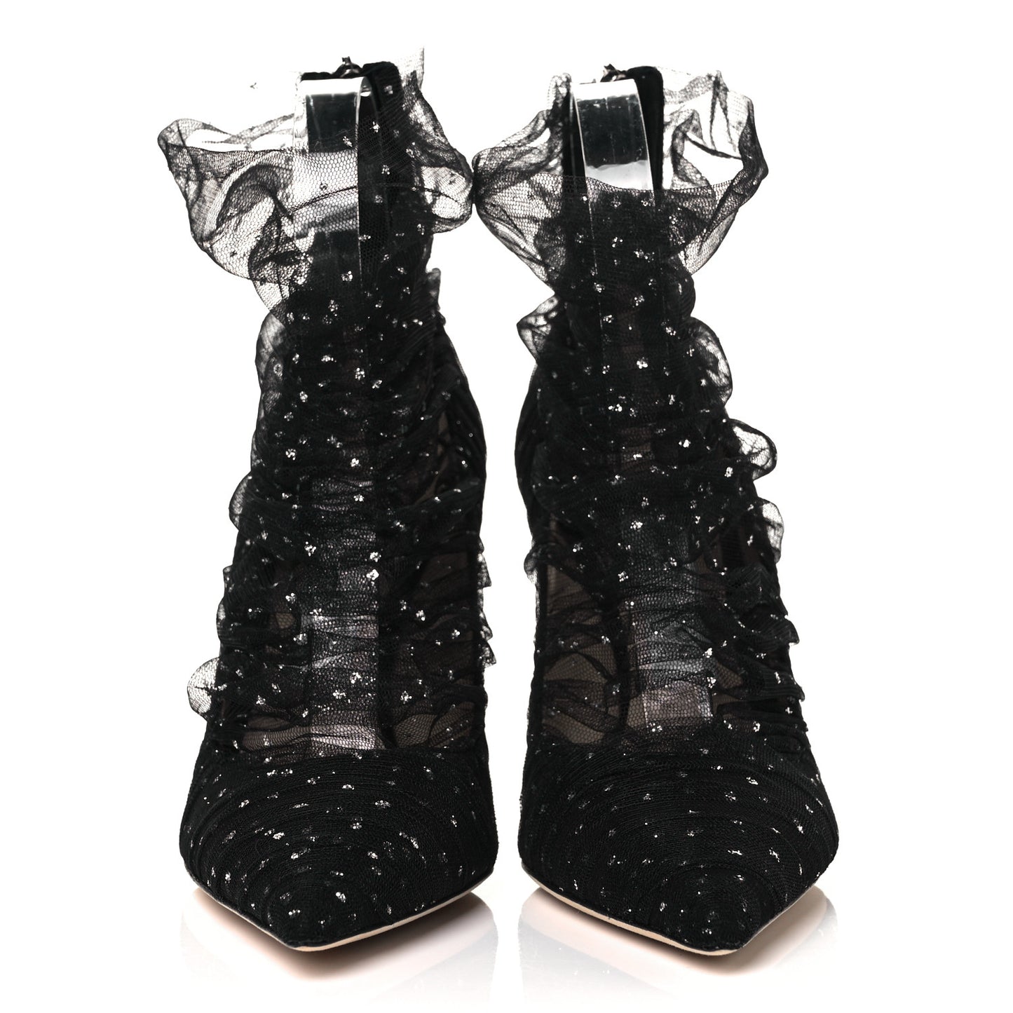 Suede Tulle Lavish 100 Pumps 36 Black Silver