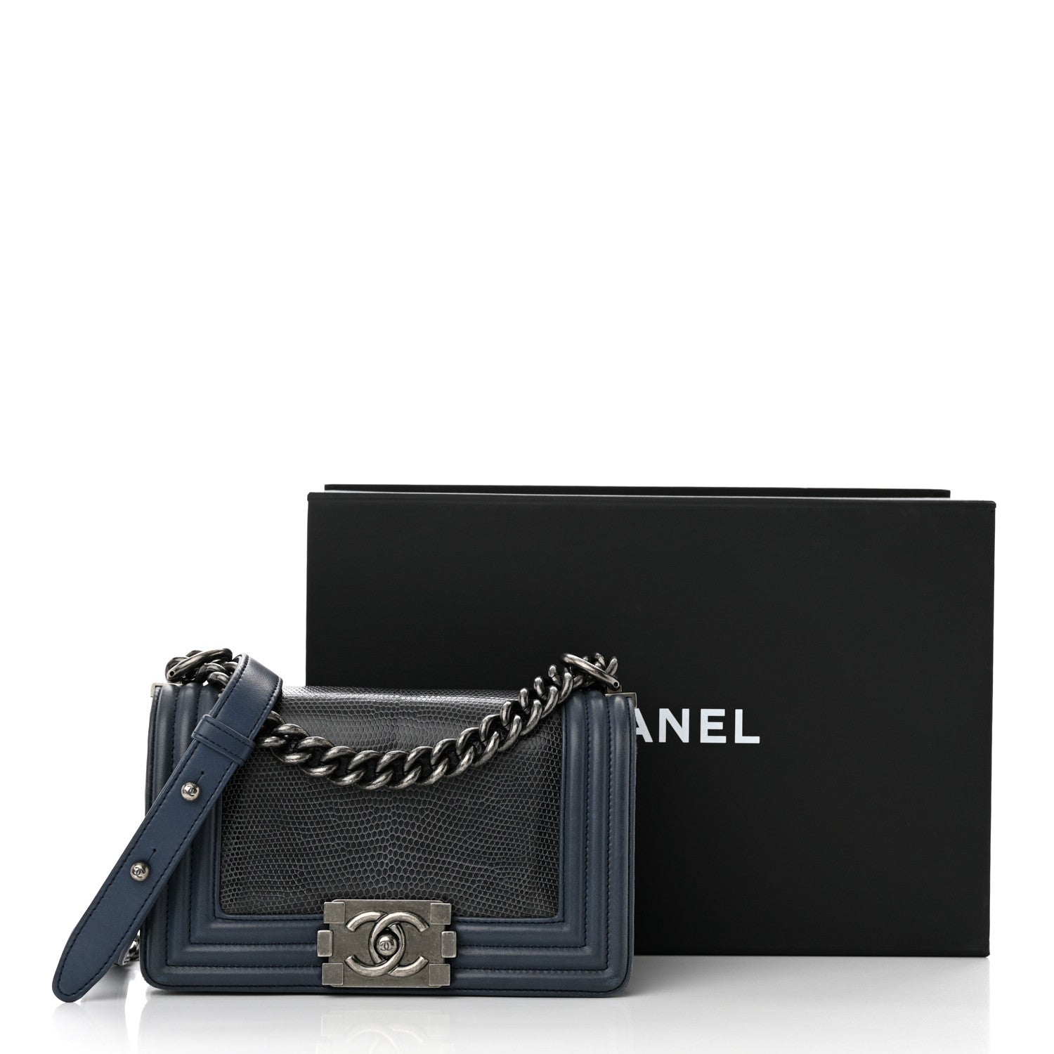 Chanel Lizard Calfskin Small Boy Flap Blue 11 of 11