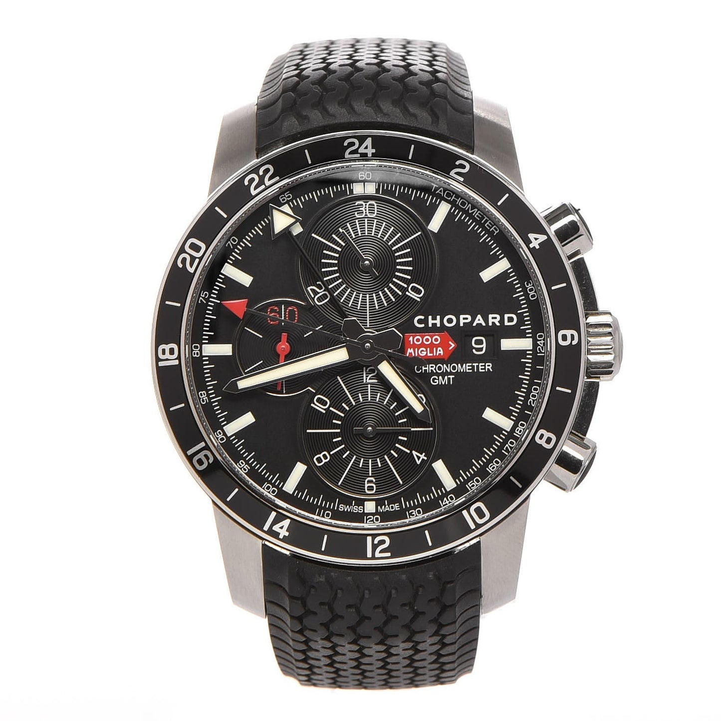 Stainless Steel Rubber 42mm Mille Miglia Chronograph Automatic Watch Black