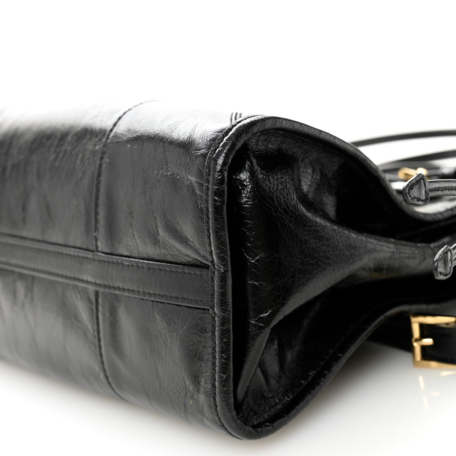 Prada Glossy Calfskin Triangle Large Bonnie Shoulder Bag Black 19 of 19