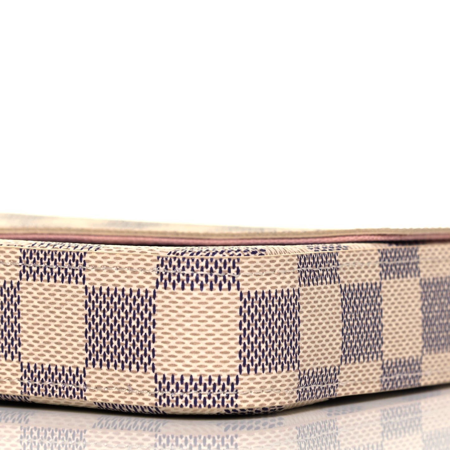 Damier Azur Pochette Felicie Chain Wallet Rose Ballerine