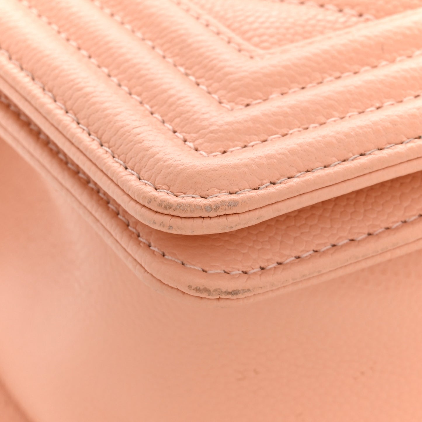 Caviar Chevron Quilted Medium Boy Flap Light Orange