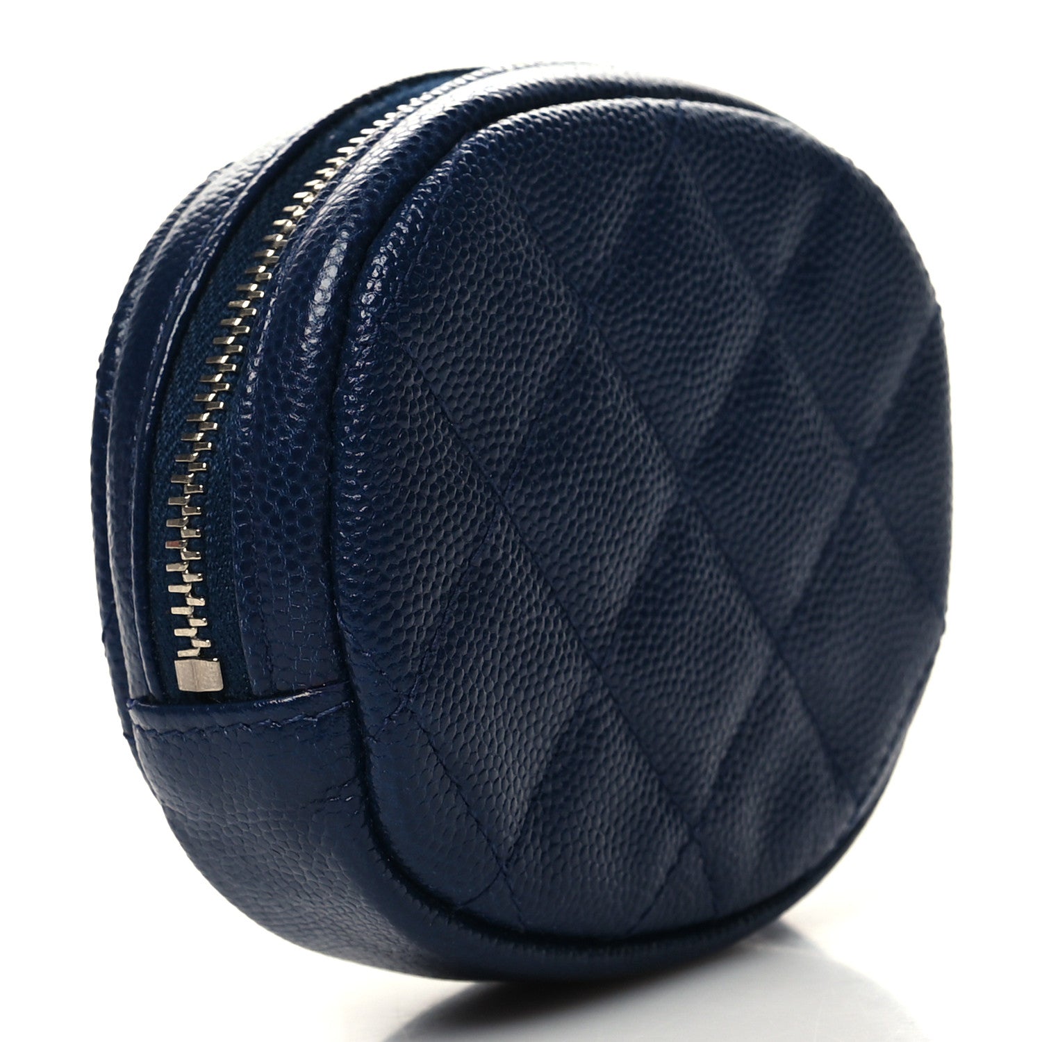 Chanel Caviar Quilted Zip Around Classic Coin Purse Navy Blue 3 of 8