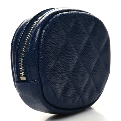 Chanel Caviar Quilted Zip Around Classic Coin Purse Navy Blue 3 of 8
