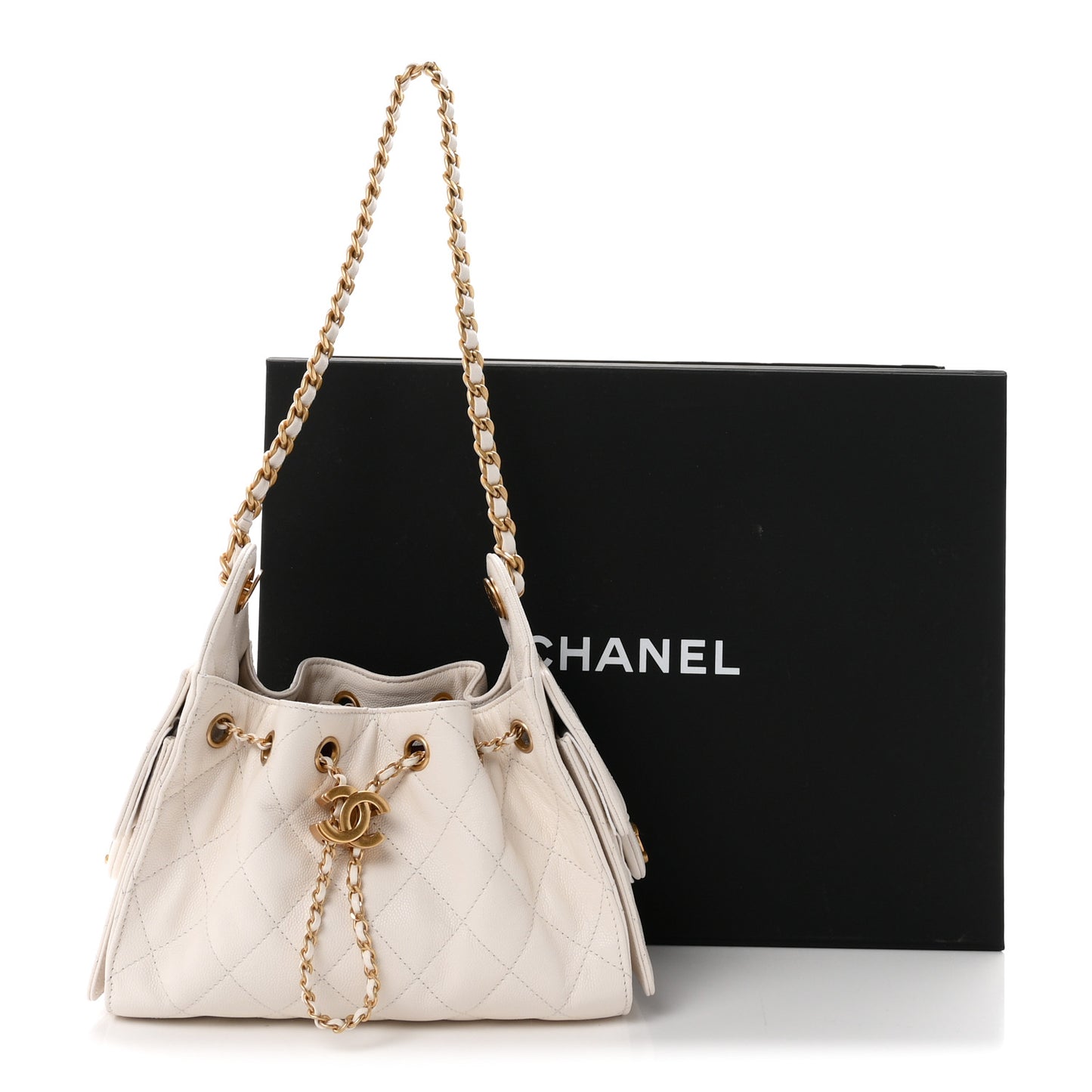 Caviar Quilted Mini Chanel 25 Handbag White