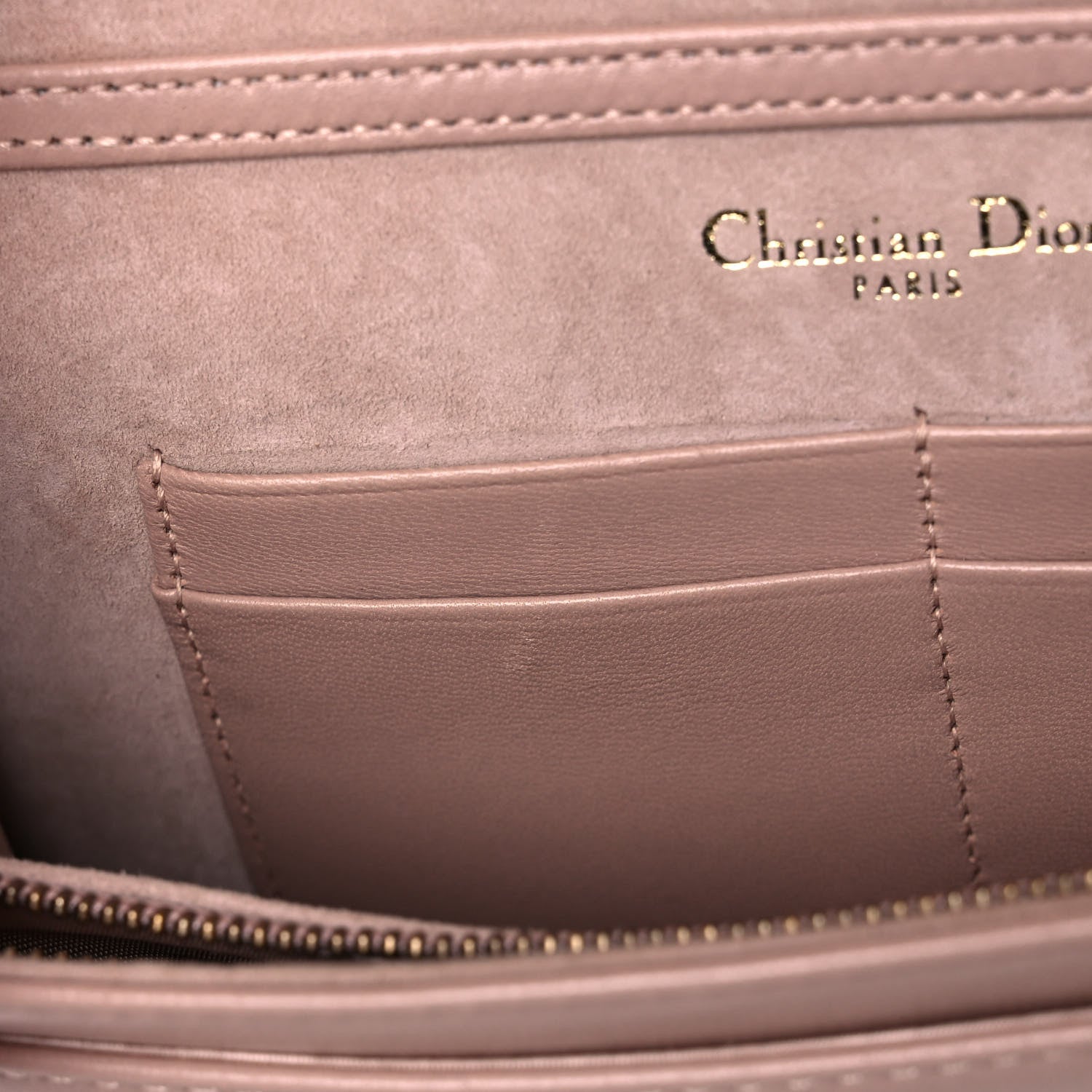 Christian Dior Calfskin Studded Diorama Wallet on Chain Pouch Nude 16 of 16