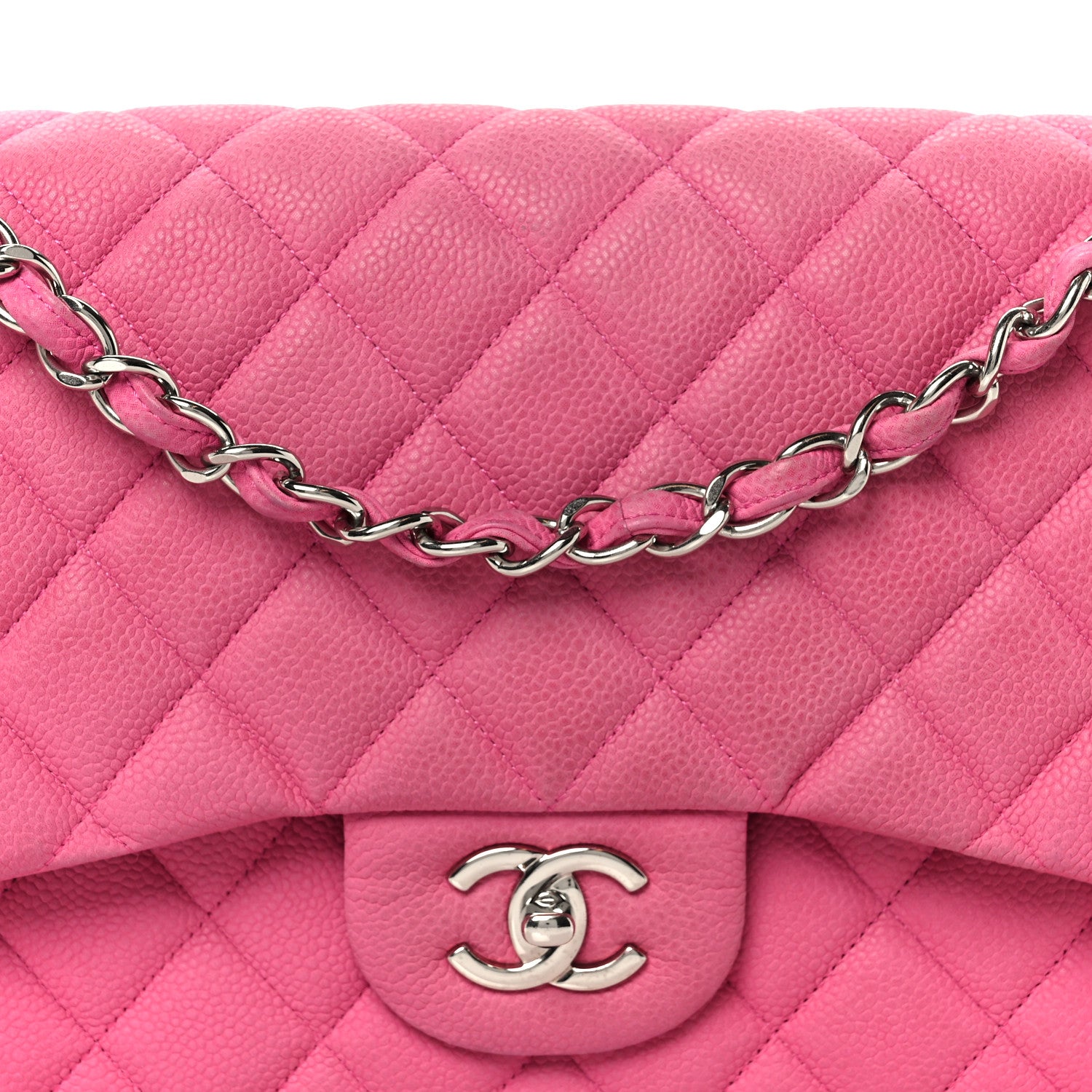 Chanel Iridescent Caviar Quilted Jumbo Double Flap Pink 9 of 11