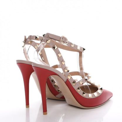 Valentino Garavani Nappa Rockstud Ankle Strap 100mm Pumps 37.5 Rubino Poudre 4 of 9