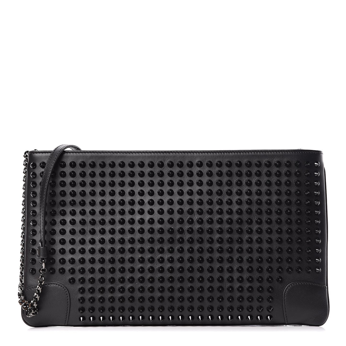 Calfskin Studded Loubiposh Clutch Black