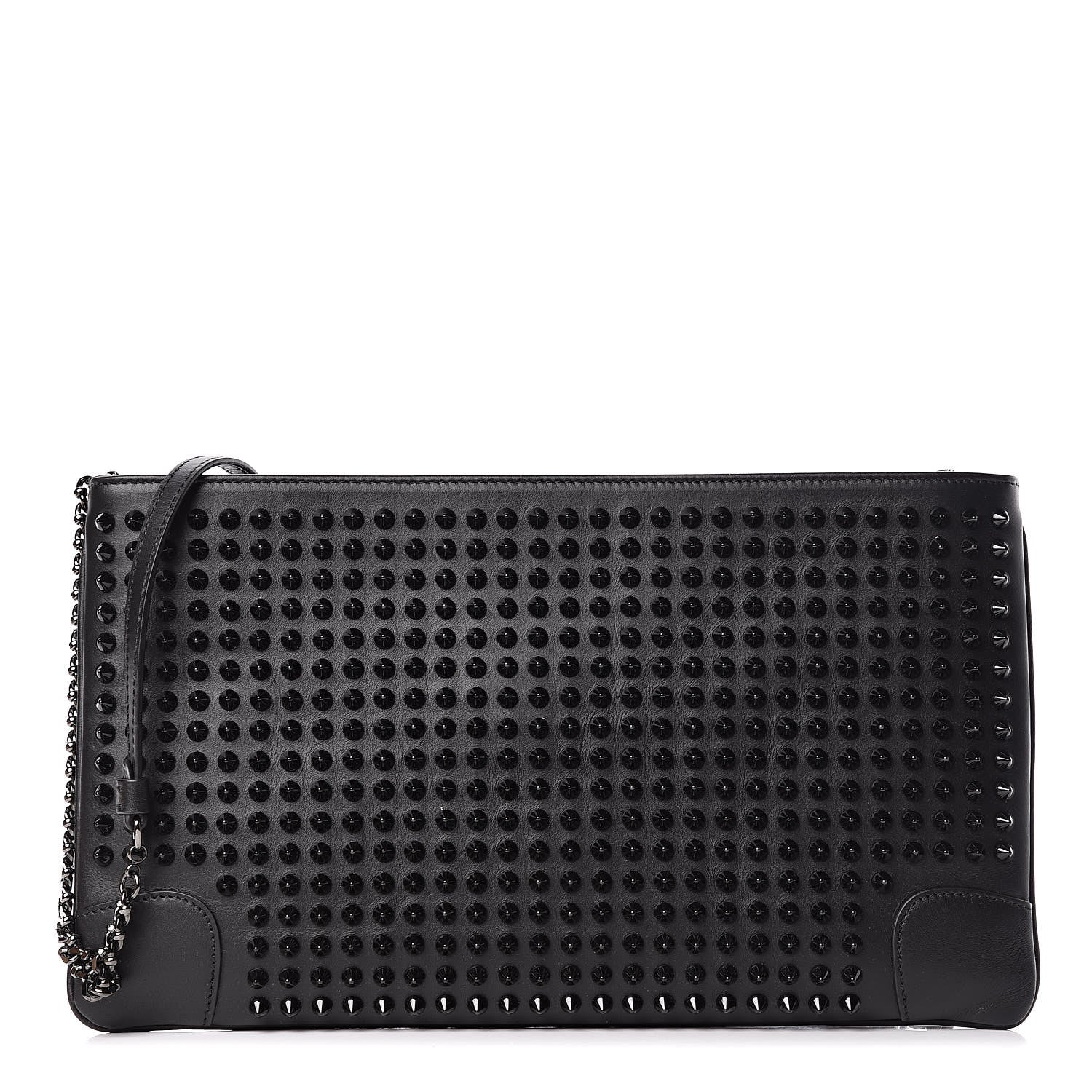 Christian Louboutin Calfskin Studded Loubiposh Clutch Black 1 of 10
