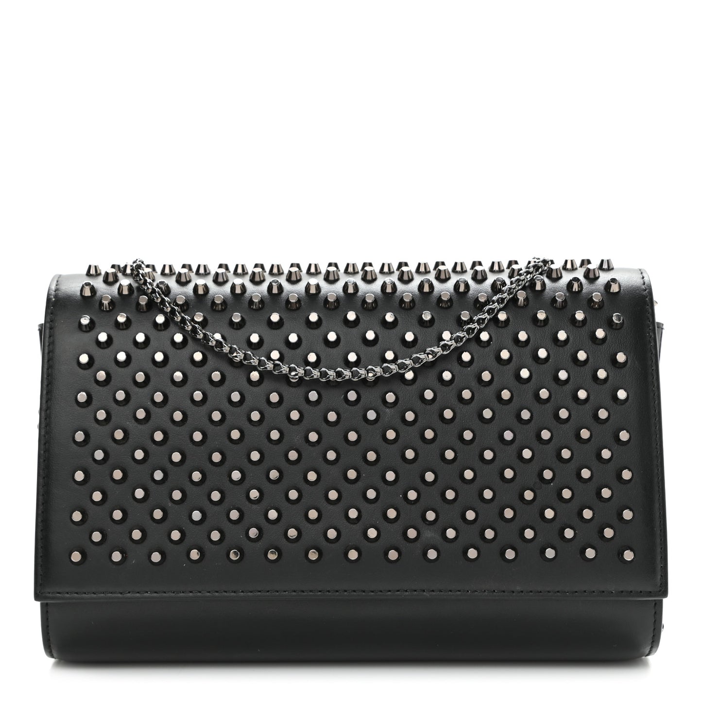 Calfskin Patent Spikes Paloma Clutch Black