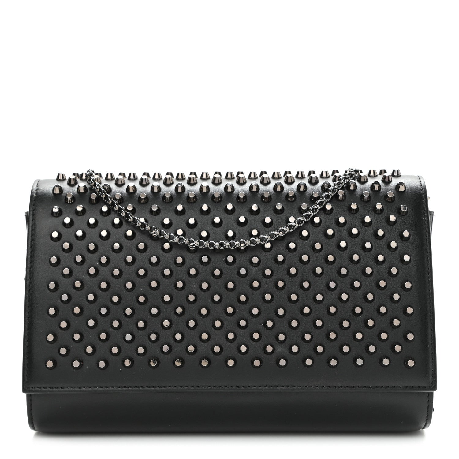Christian Louboutin Calfskin Patent Spikes Paloma Clutch Black 1 of 10