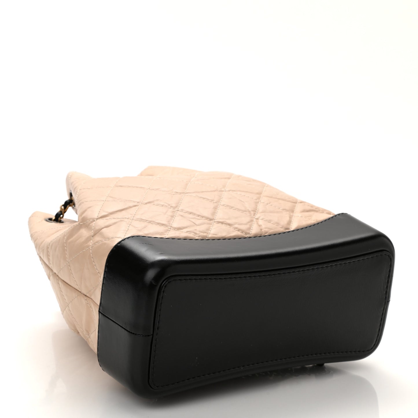 Aged Calfskin Quilted Gabrielle Backpack Beige Black