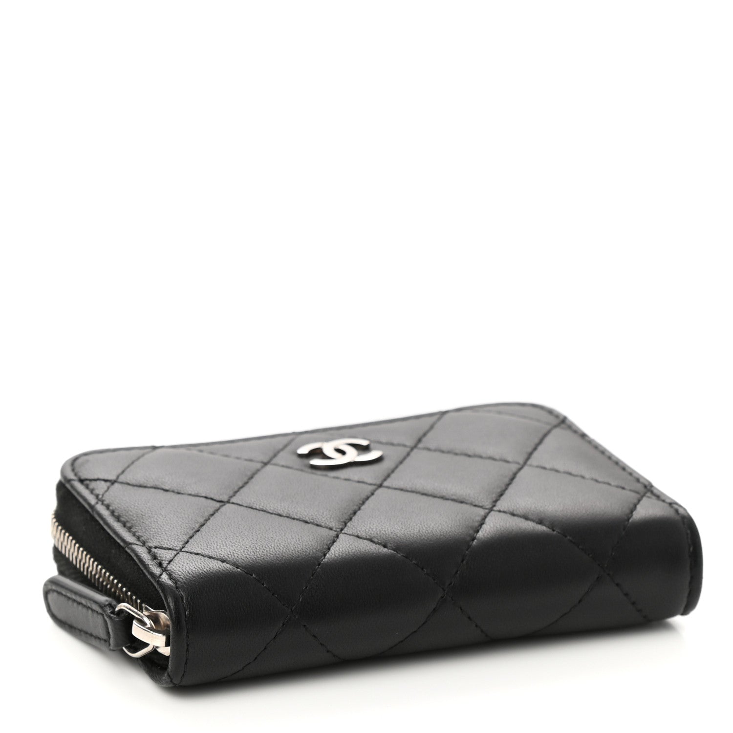 Chanel Lambskin Quilted Zip Coin Purse Black 4 of 8