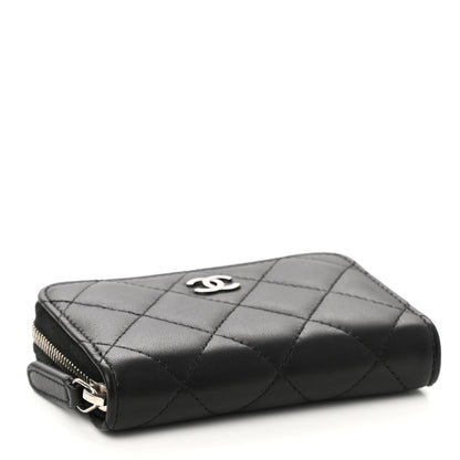 Chanel Lambskin Quilted Zip Coin Purse Black 4 of 8
