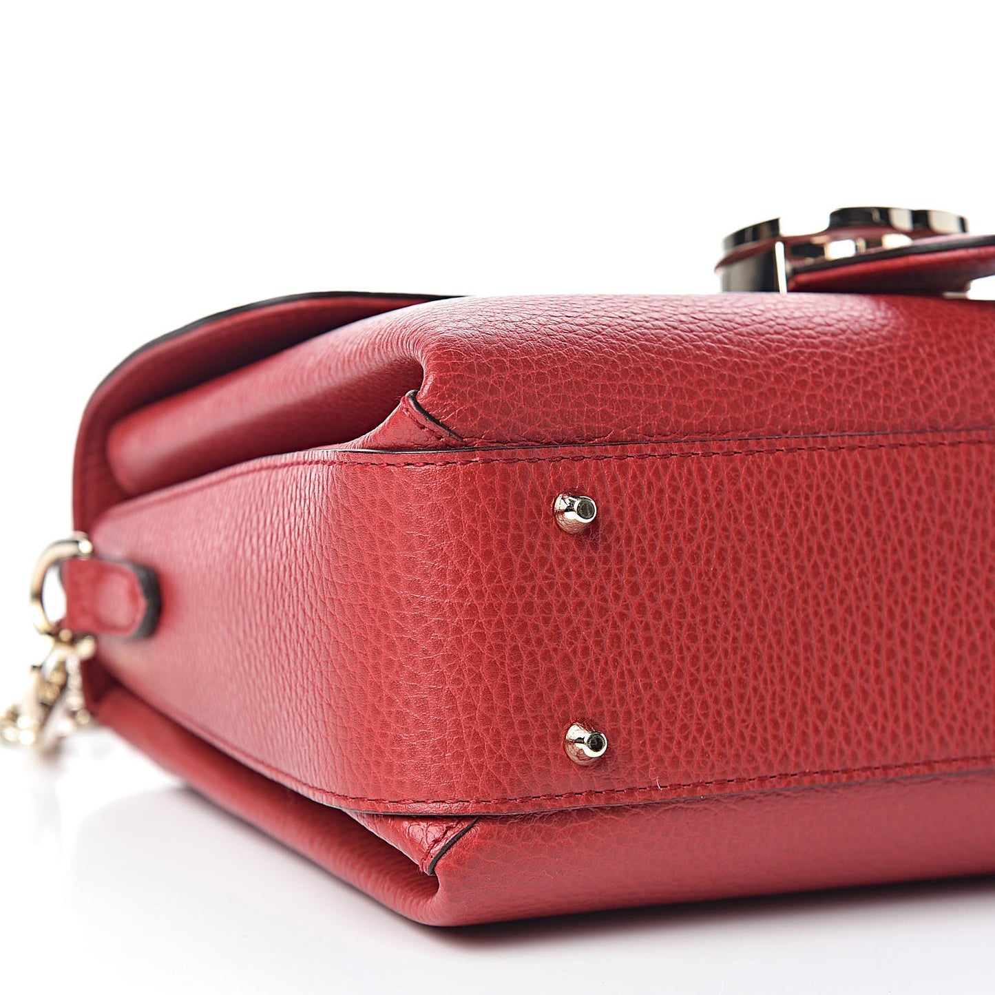 Dollar Calfskin Interlocking G Top Handle Shoulder Bag Red
