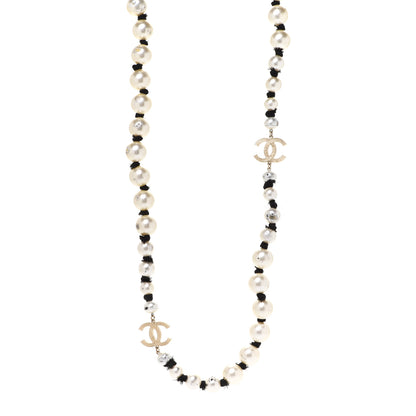 Chanel Pearl Grosgrain CC Long Necklace Gold 1 of 6