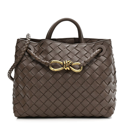 Bottega Veneta Nappa Intrecciato Small Andiamo Shoulder Bag Taupe Grey 2 of 9