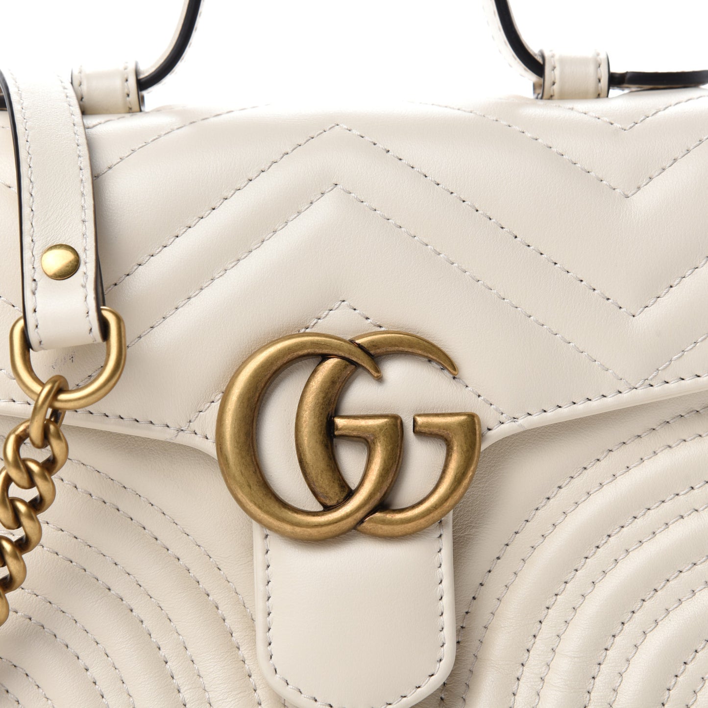 Calfskin Matelasse Mini GG Marmont Top Handle Shoulder Bag White