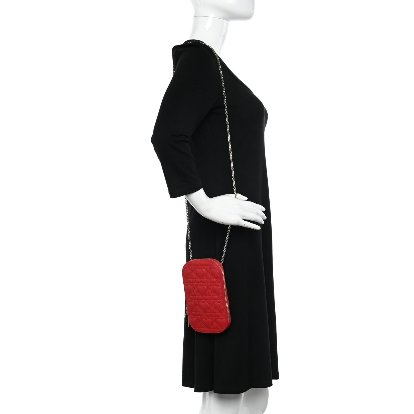 Lambskin Cannage Dioramour Lady Dior Phone Holder Bright Red
