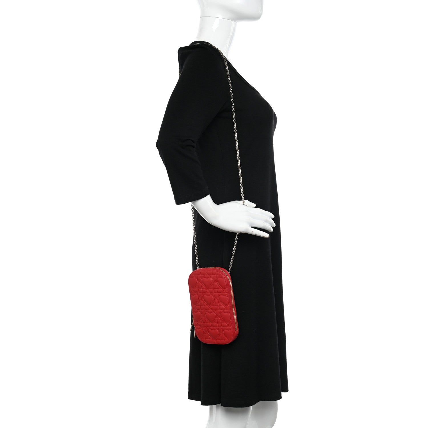 Christian Dior Lambskin Cannage Dioramour Lady Dior Phone Holder Bright Red 2 of 9