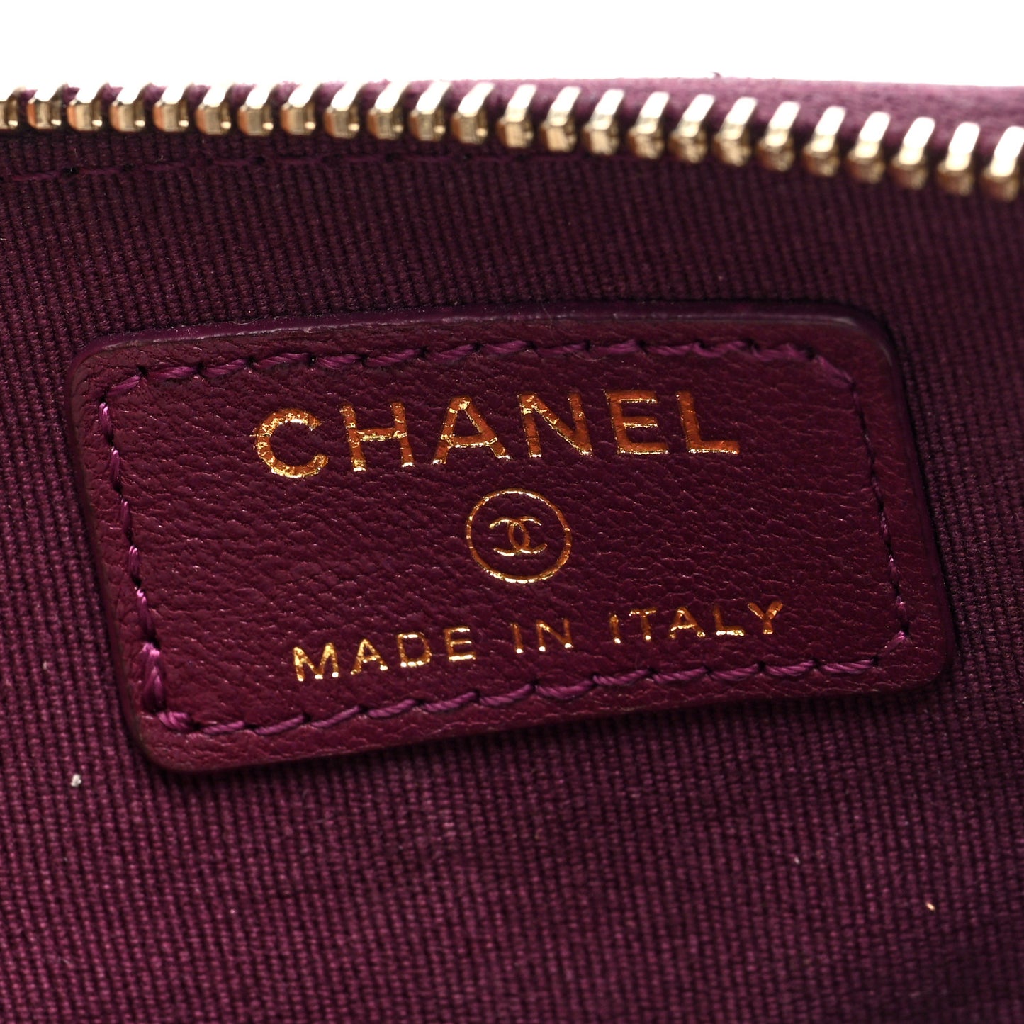Lambskin Quilted Zip Card Holder Wallet Burgundy