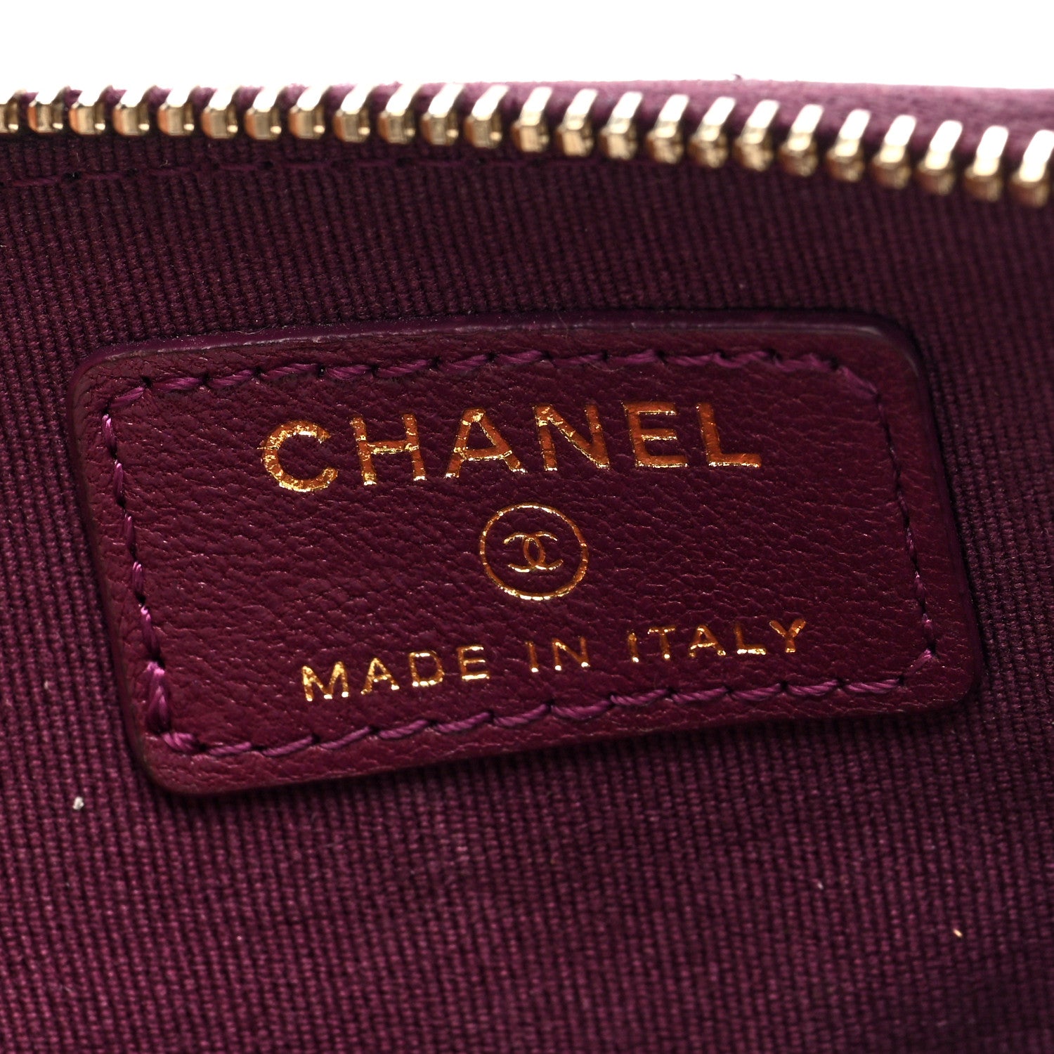 Chanel Lambskin Quilted Zip Card Holder Wallet Burgundy 6 of 7