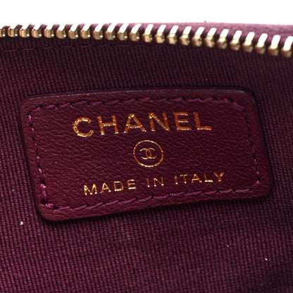 Chanel Lambskin Quilted Zip Card Holder Wallet Burgundy 6 of 7