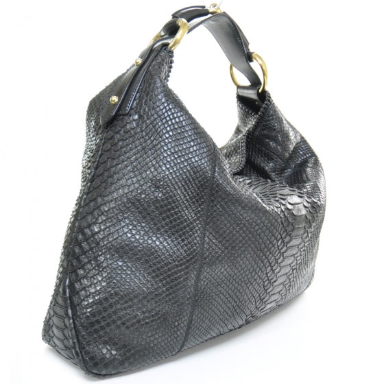 Gucci Python Large Horsebit Chain Hobo Black 2 of 10