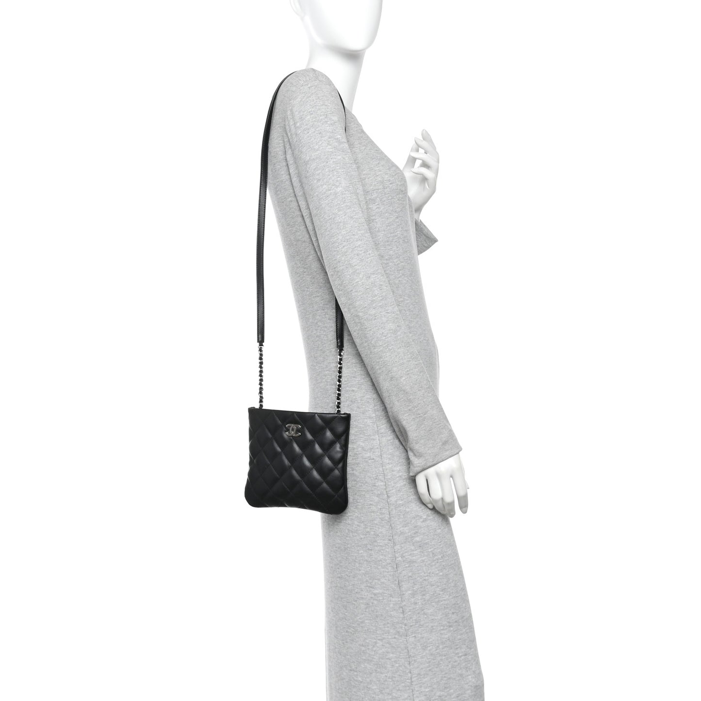 Lambskin Quilted Uniform Crossbody Bag Black