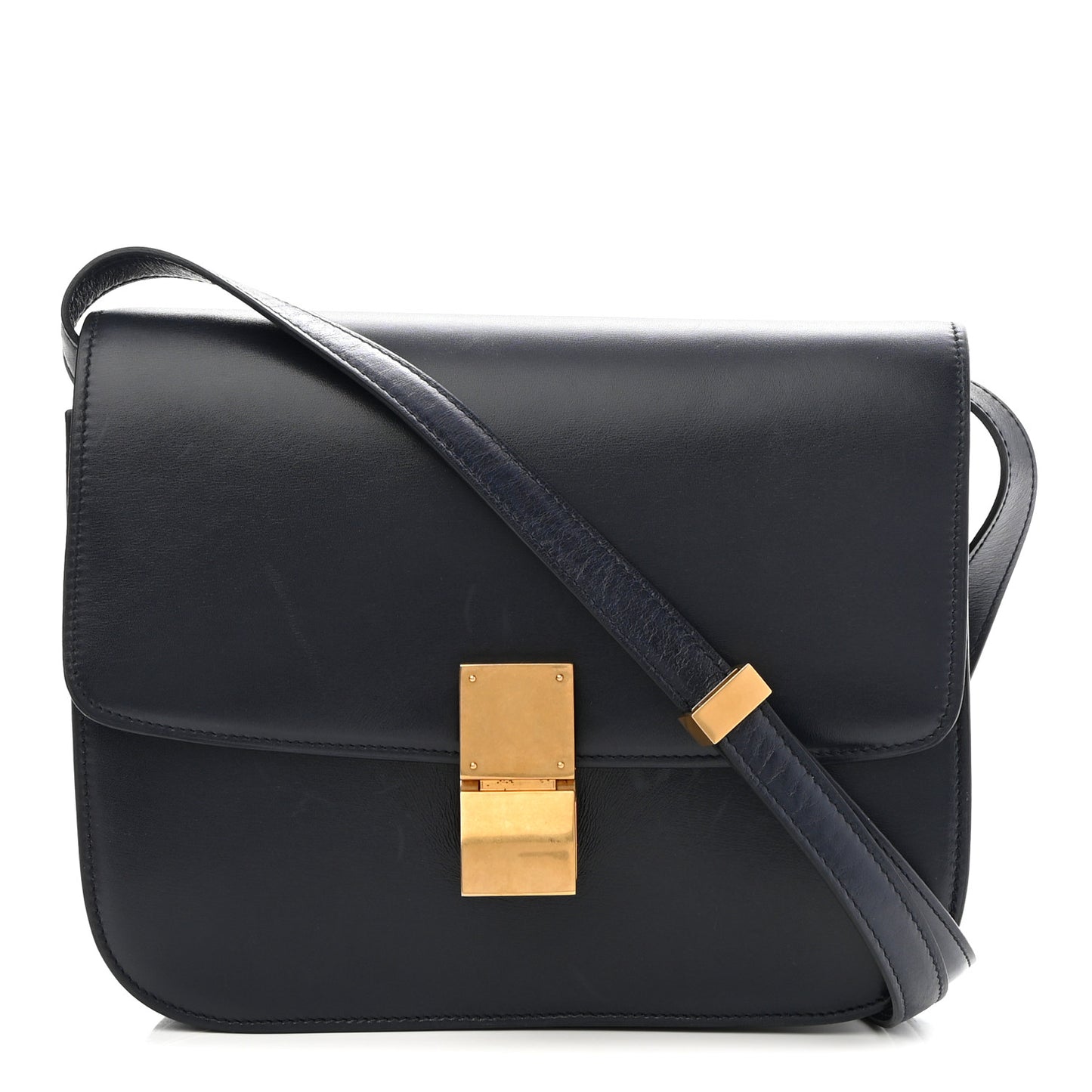 Box Calfskin Medium Classic Box Flap Bag Navy