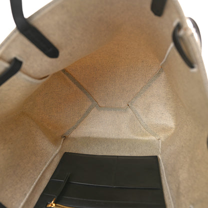 Celine Felt Calfskin Medium Belt Cabas Phantom Black Beige 5 of 12