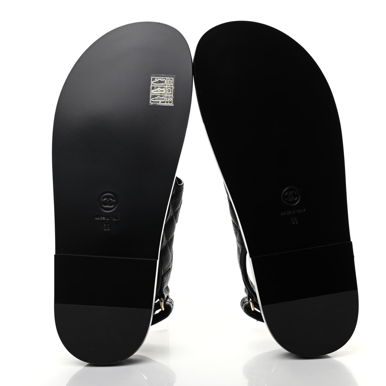 Chanel Grained Calfskin Velcro Dad Sandals 39 Black 5 of 8