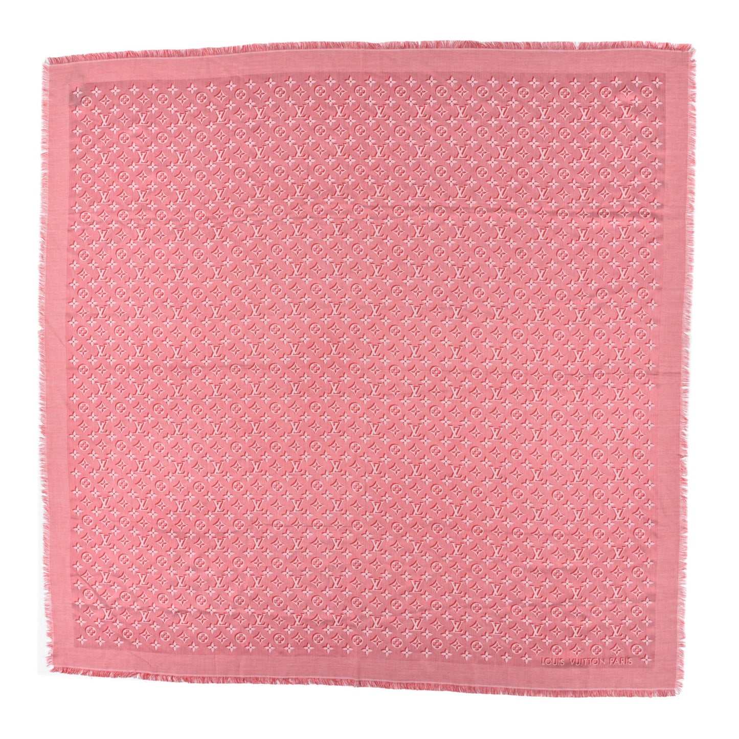 Silk Wool Monogram Umbra Shawl Rouge