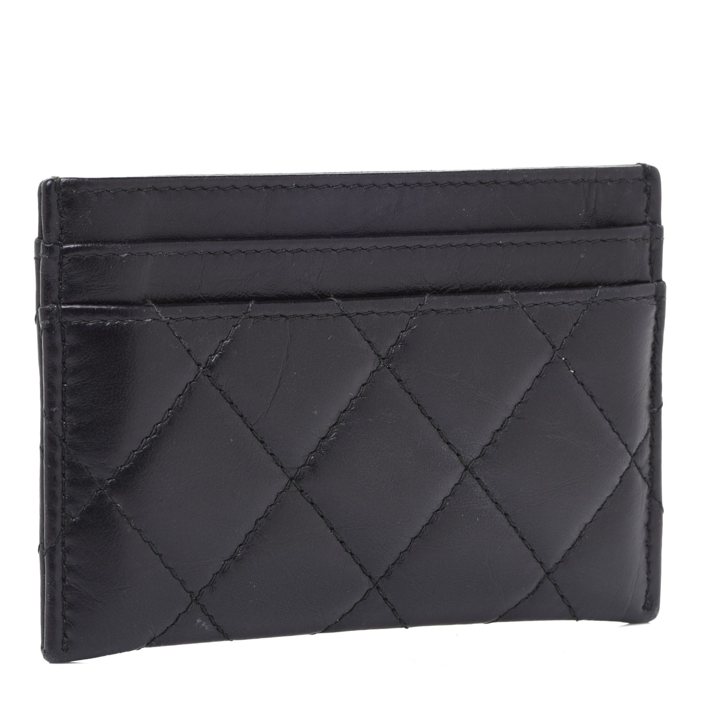 Aged Calfskin Quilted Lucky Charms Reissue Card Holder Black