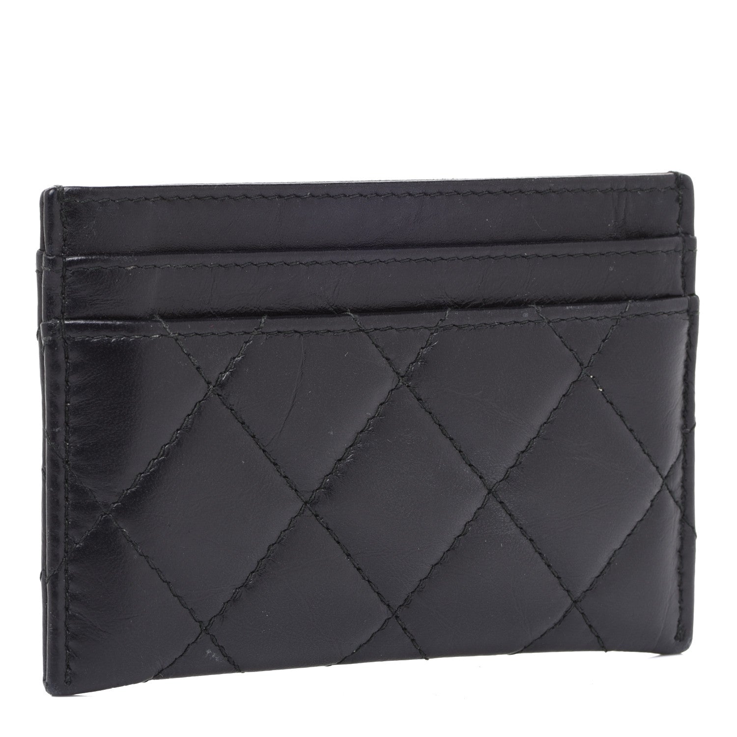 Chanel Aged Calfskin Quilted Lucky Charms Reissue Card Holder Black 3 of 9