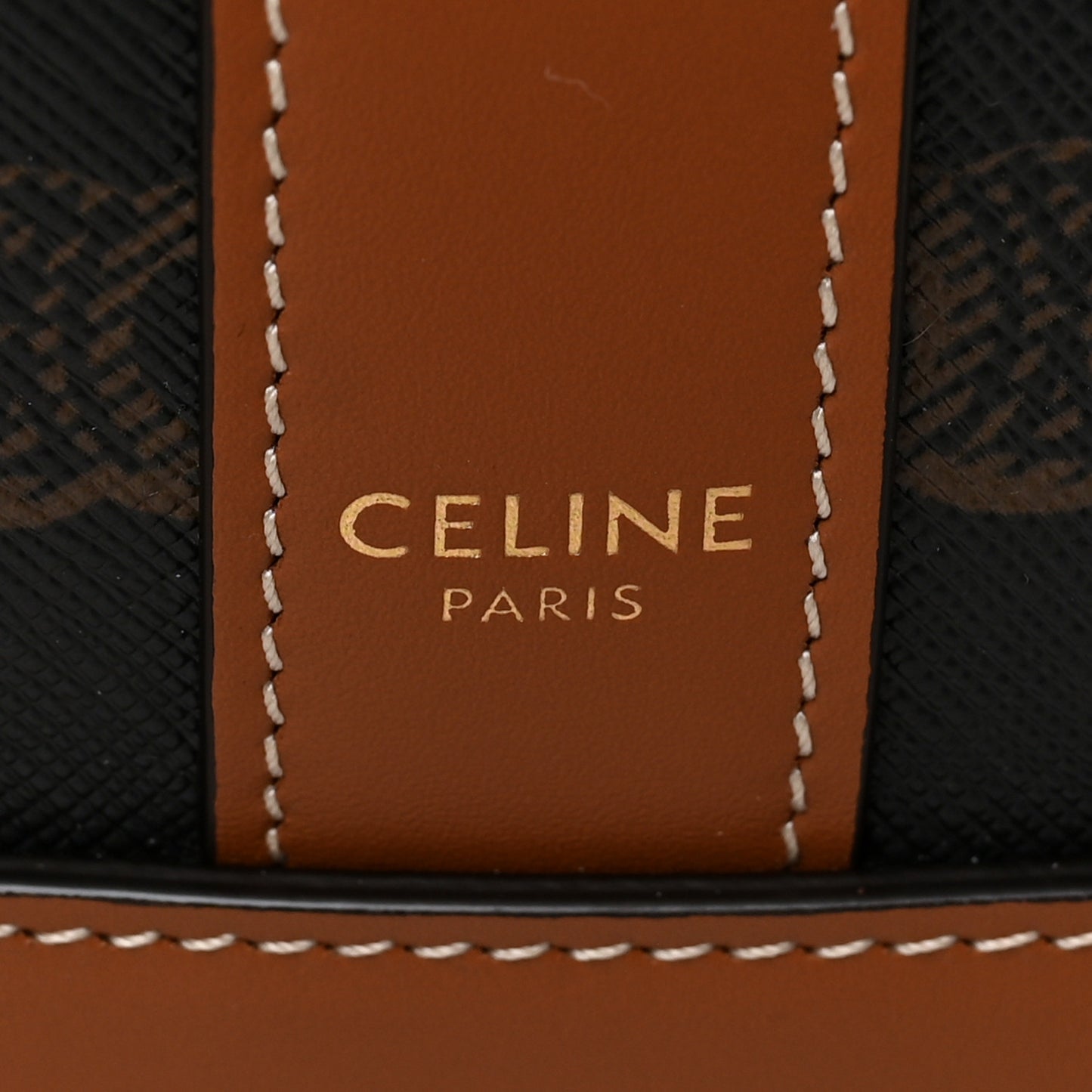 Triomphe Canvas Calfskin Medium Bucket Bag Tan