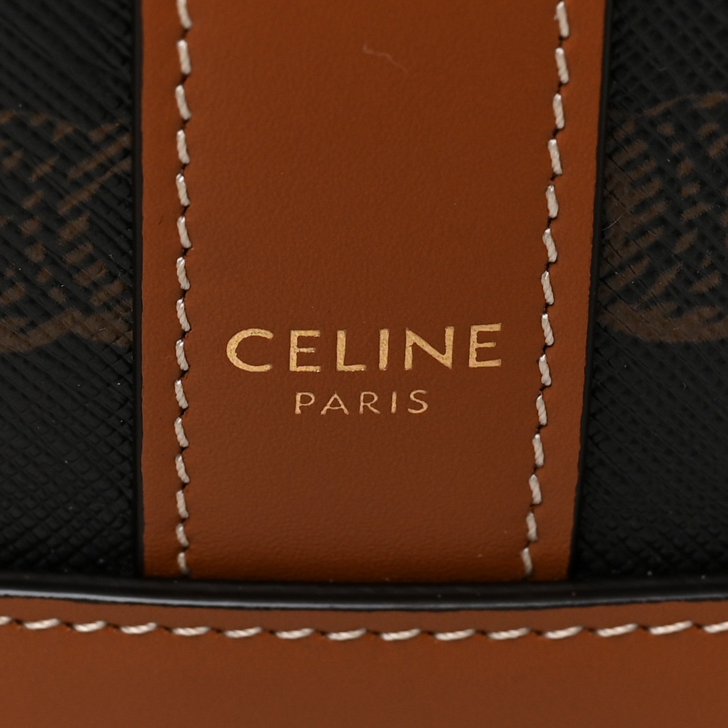 Celine Triomphe Canvas Calfskin Medium Bucket Bag Tan 6 of 10