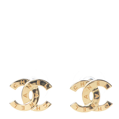 Chanel Metal CC Paris Button Stud Earrings Gold 1 of 5