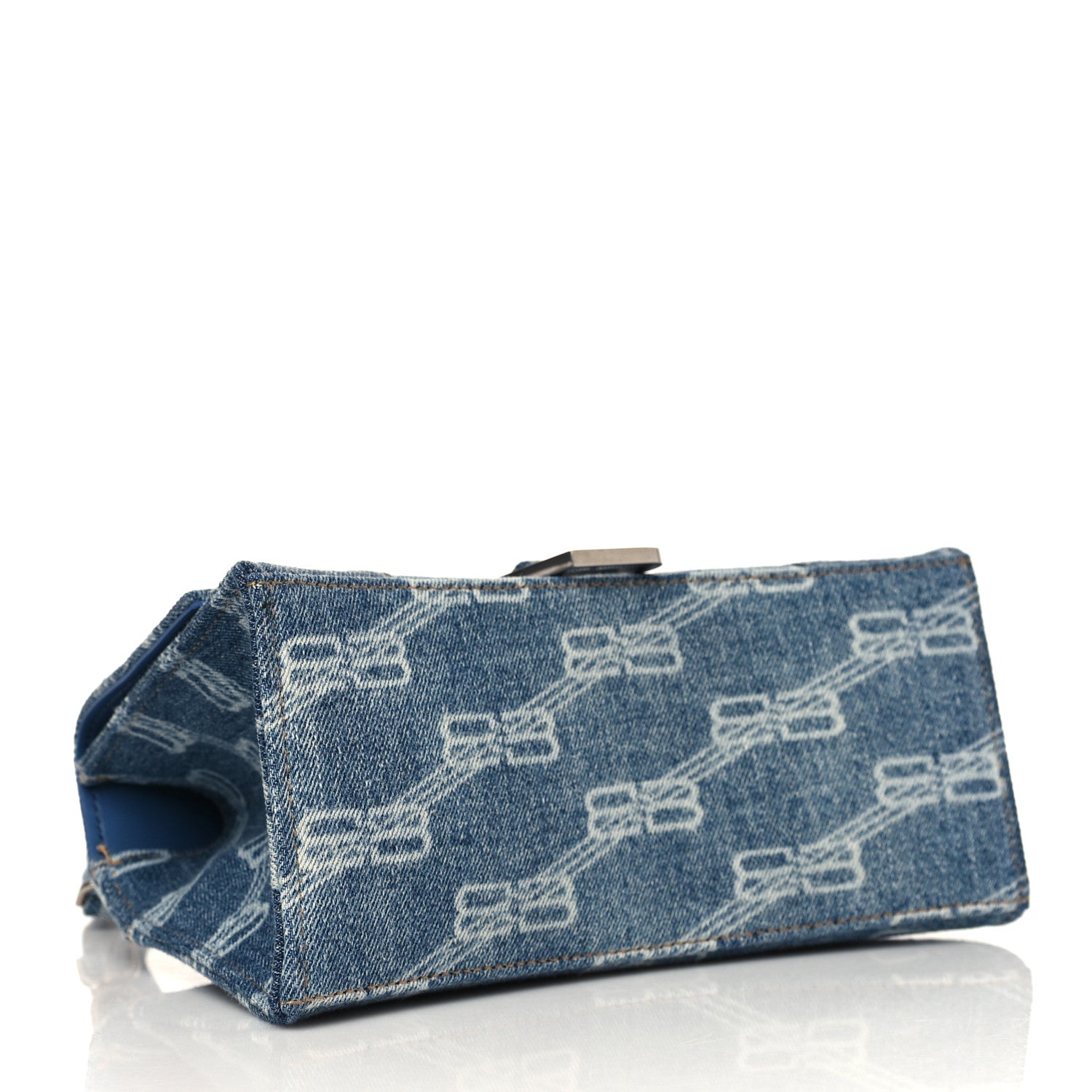 Balenciaga Denim BB Monogram Small Hourglass Top Handle Bag Blue 4 of 7