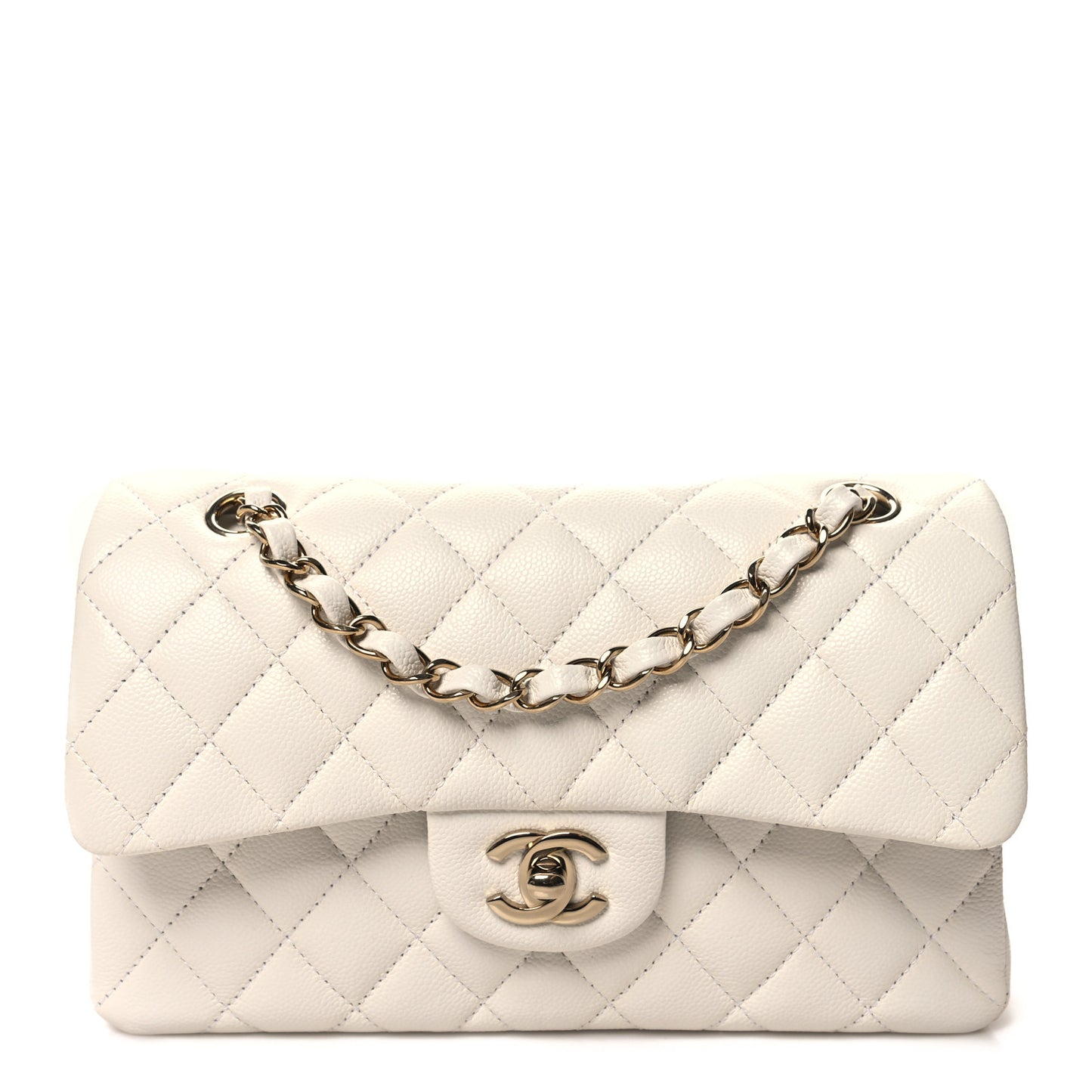 Caviar Quilted Small Double Flap White