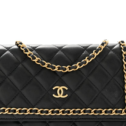 Chanel Lambskin Quilted Chain Around Wallet On Chain WOC Black 8 of 13