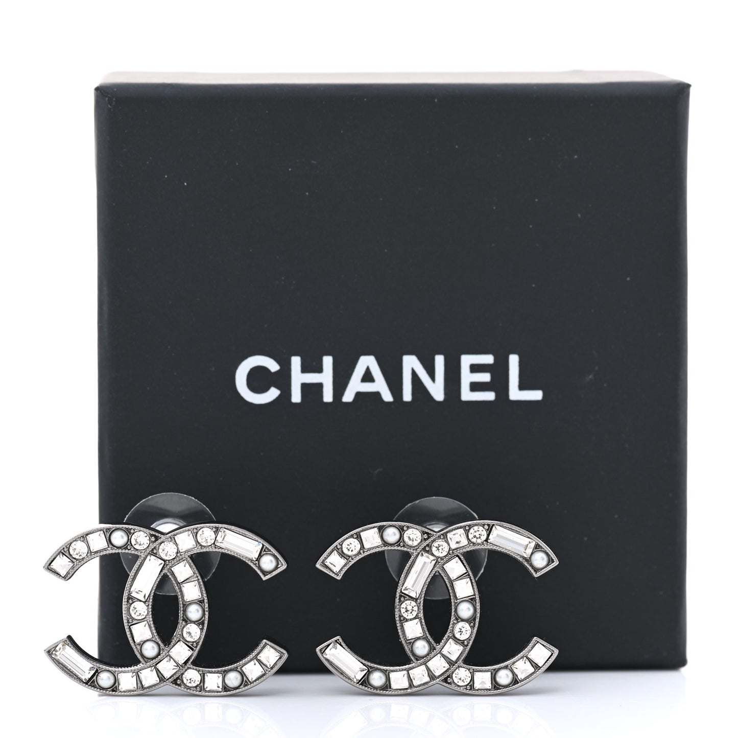 Baguette Crystal Pearl CC Bright Young Things Earrings Ruthenium
