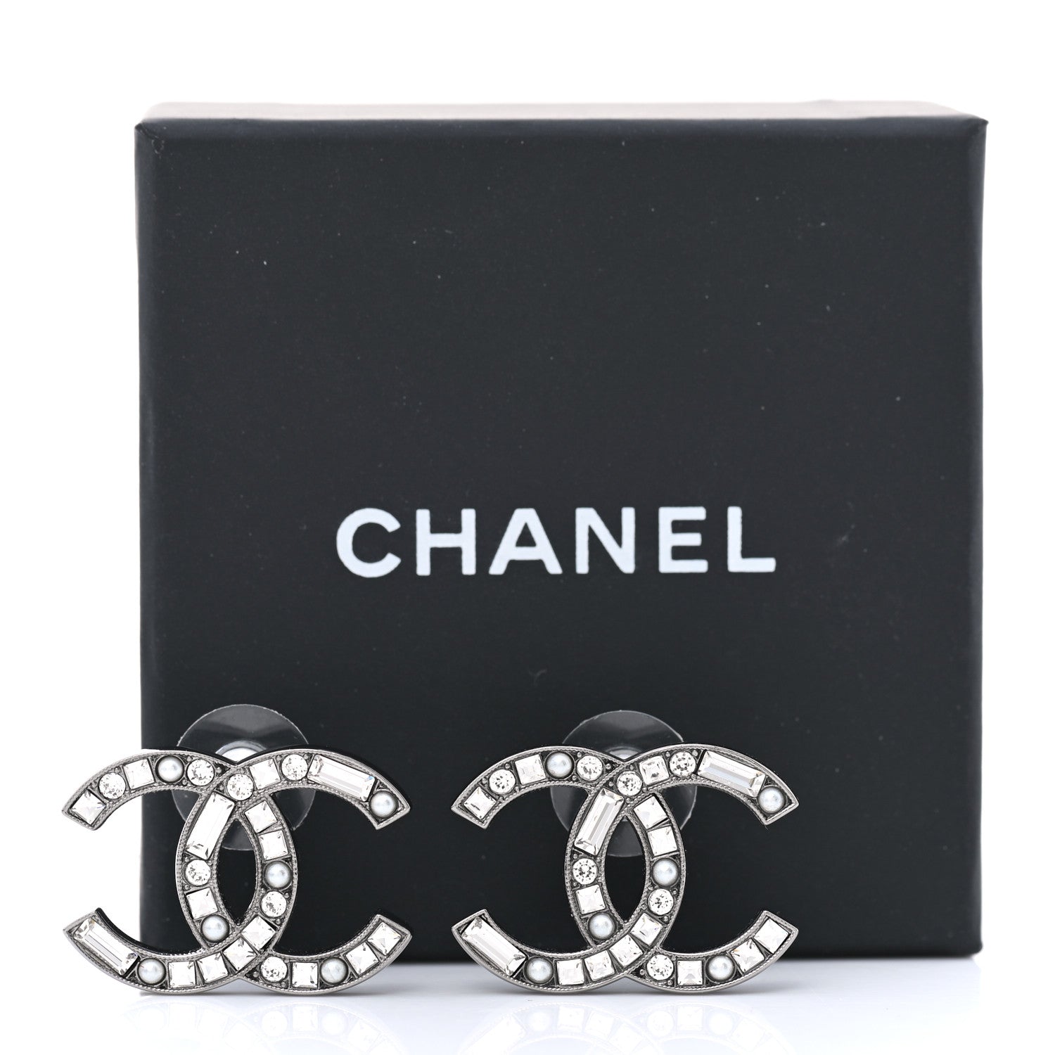 Chanel Baguette Crystal Pearl CC Bright Young Things Earrings Ruthenium 5 of 5