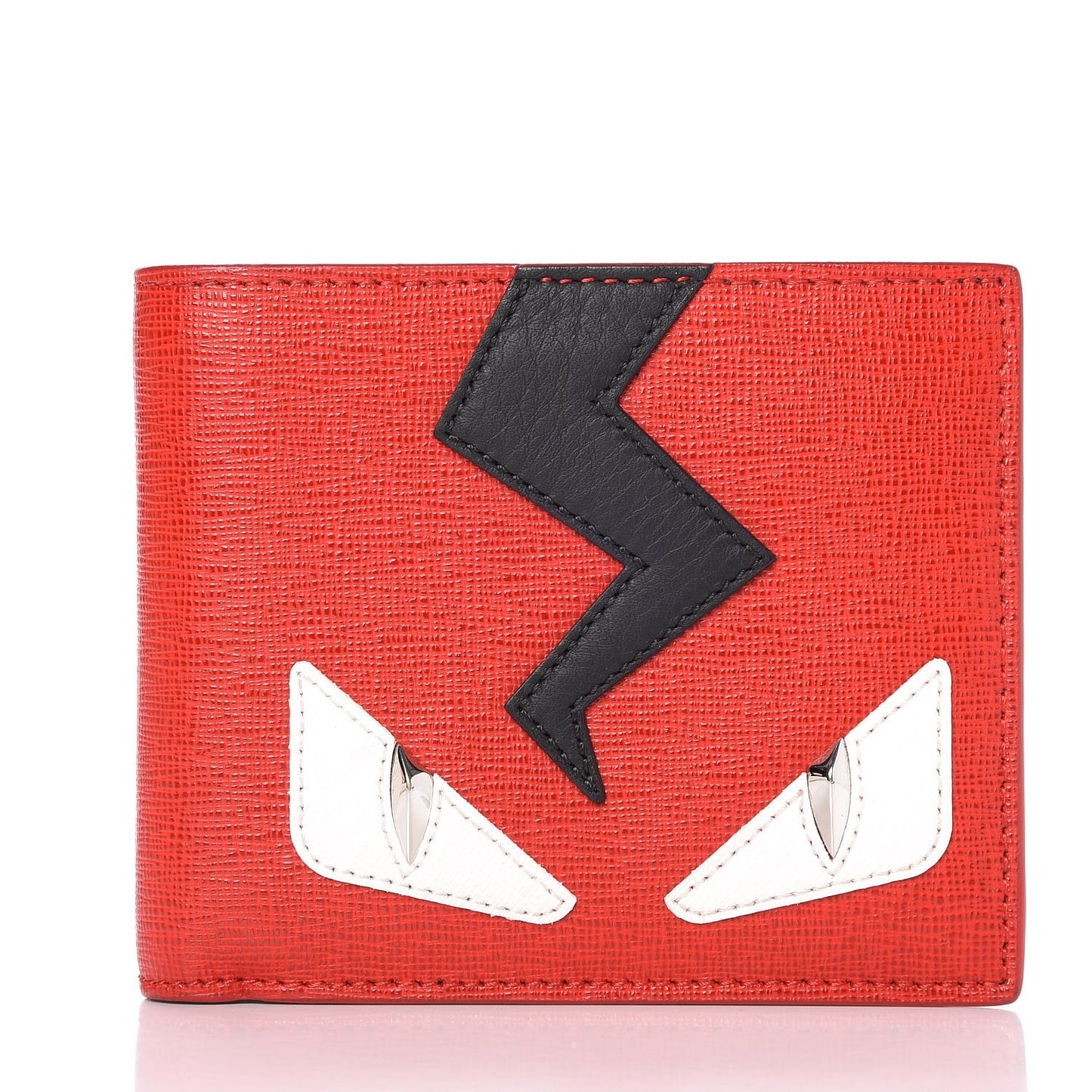 Vitello Elite Flamingo Lightning Monster Eyes Bi-Fold Wallet Rosso White Black