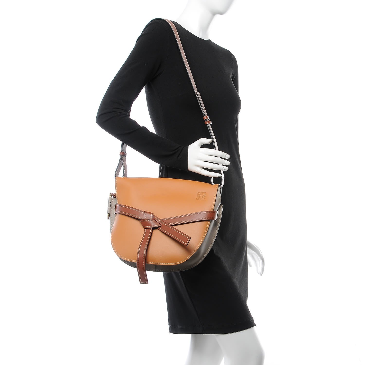 Loewe Grained Calfskin Gate Bag Amber Light Grey Rust 2 of 9